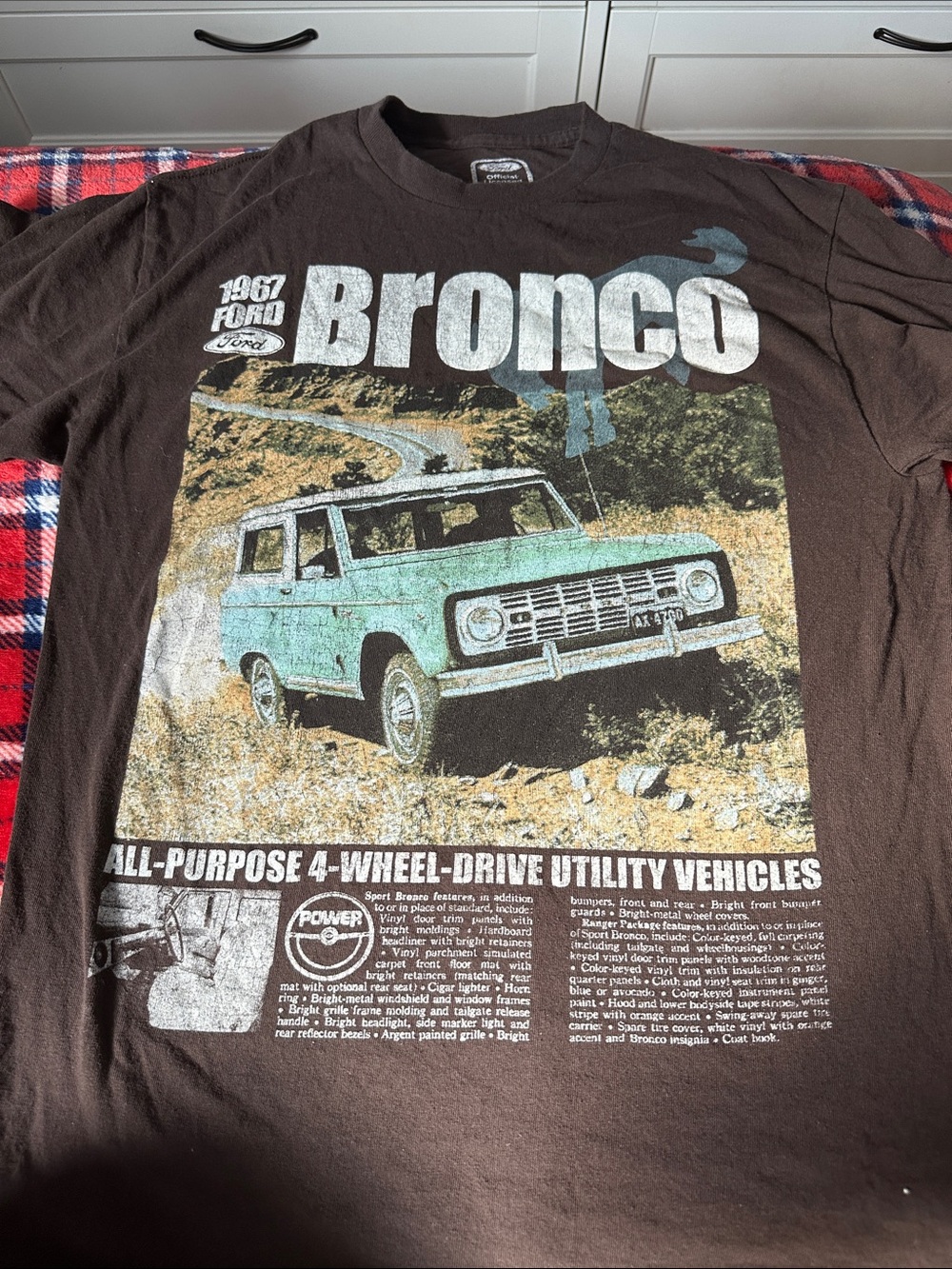 Ford Bronco Graphic Tee - Brown with Mint Print